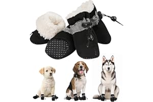 YUSHWENPTY Bottes pour Chien, Chaussure Protection Patte Chien Anti Lechage, Botte pour Chiens Neige Antidérapantes, avec Bandes Réfléchissantes Protection des Pattes pour Petit et Moyen Chiens (Noir-Taille 7)