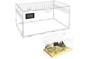 Akrylterrarium, 30 x 20 x 15 cm sniglar terrarium, stor transparent reptil matningslåda, bärbart husdjurterrarium för hoppspindlar, ödlor, sniglar, skalbaggar