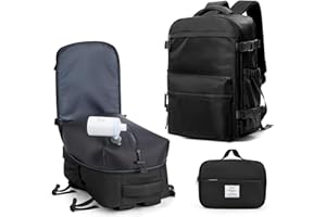 BOXSAM Zaino Sottovuoto Viaggio Con Pompa Zaino Easyjet 45x36x20 Aereo Bagaglio a Mano Zaini 15.6 Pollici Porta PC Casual Impermeabile Daypack Borsa da Cabina per Donna Uomo Nero