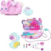 مجموعة لعب صغيرة Polly Pocket 2 في 1 Bunnies، جرس يمكن ارتداؤه مع 12 ملحقًا بما في ذلك دميتين صغيرتين وحيوانات أليفة