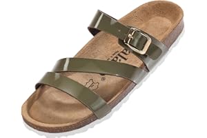 Palado Pantoletten Damen Ikaria – bequeme Sandalen Made in Spain - Hausschuhe mit dämpfendem Kork-Fußbett - modische Sommerschuhe