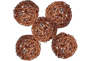 P Prettyia 5 Stück 7 cm Rattankugeln Rattan Kugeln Dekokugeln Rattan Ball Hochzeit Party Aufhängen Dekoration