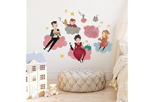 kina - Adesivo Murale Bambini Decorazione Parete Cameretta R00443 - Materiale Eco-Tessuto, Ecologico Anallergico, Riposizionabile, Effetto Carezza, Asilo Nido - Grafica Mary Poppins e Misura 120x30 cm