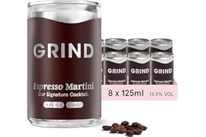Grind Espresso Martini Tins – Pack of 8 – 14.9% ABV – Barista Quality – Instant Barista Grade Coffee – Ready to Drink – Premixed Cocktails