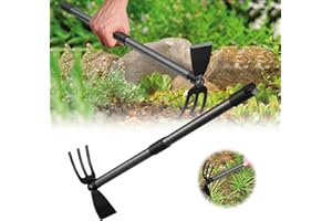 DAKEPOLE Houe de Jardin avec 2 Griffes, Binette Jardinage Manche Long 87cm, Houe Jardinage Serfouette Binette Trident de Jardin pour Labourer et Désherber Le Sol, Cultivateur de Jardinage Manuel