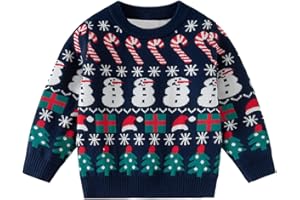 JIAMY Niños Niñas Jersey de Navidad Sudadera de Punto Suéter Invierno Pull-Over Manga Larga Ciervo 1-6 Años