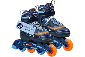 HUDORA Pattini in linea Mia/Leon - Pattini in linea per bambini/ragazzi e adulti in più misure e colori - Pattini a rotelle regolabili fino a 4 misure - Pattini a rotelle comodi e di stile