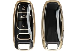 kwmobile Pokrowiec na kluczyk kompatybilny z Audi A6 A7 A8 Q7 Q8 E-Tron 3-Tasten Autoschlüssel osłona kluczyka bez kluczyka, etui ochronne na kluczyki samochodowe, czarny/złoty