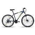 NINETY ONE Kamet 29T 21 Speed Shimano Gears Alloy Bike with Dual Disc Brake Hybrid Bike (Gray and Yellow, 14+ Years Unisex, 29" x 2.1") 18.5 Inch Frame