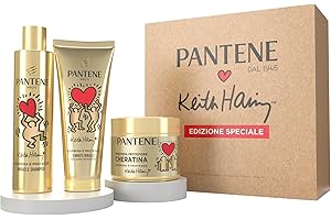Pantene X Keith Haring Edizione Speciale Shampoo, Balsamo E Maschera Kit Regalo Protezione Cheratina Per Capelli Secchi E Danneggiati: Shampoo 250ml, Balsamo 220 ml, Maschera 300ml
