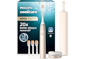‎PHILIPS Philips Sonicare DiamondClean 9900 Prestige elektrische Zahnbürste, mit SenseIQ Technologie und App, 5 Putzmodi, 3 Intensitätsstufen, Reiseladeetui, champagner, Modell HX9992/44
