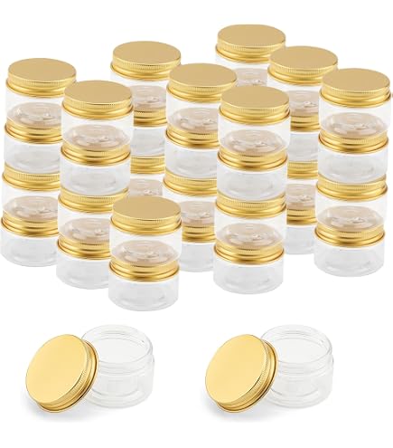 LEXININ 36 Barattoli Plastica Trasparente 30ml Con Coperchi Alluminio Dorato: Ideali Per Glitter, Perline E Campioni - 4