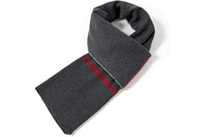 Villand Luxury Merino Wool Striped Men's Scarf - Gift Box Wrapped Winter Soft Warm Thick Knitted Tie for Men