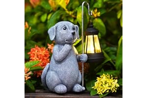 Yeomoo Figurka psa z lampami solarnymi, dekoracja ogrodowa do użytku na zewnątrz – figurki ogrodowe z latarnią solarną, dekoracja ogrodowa, spersonalizowany prezent dla kobiet, mężczyzn, mamy, na