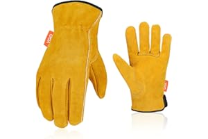 Vgo... Guanti Uomo Lavoro Impermeabili in Pelle Bovina, Guanti Resistenti per Edilizia Barbecue Magazziniere Multipla, CA9597W