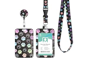 PCUNTSLO Porte Badge avec Cordon Tour de Cou, Lanyard Strap Neck avec Swivel Lobster Clasp, Porte Carte pour Bureau École, Carte de Bus (PATTE DE CHEIN)