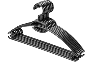 logei® plastikowe wieszaki na ubrania, pasek do spodni, wycięcia spódnicy, uchwyt na szalik i krawat, czarne ... (50 szt.)