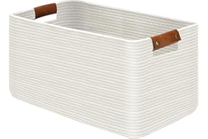 Goodheim Duży, składany kosz na pranie, koc, zabawki, ręczniki, tkane kosze do przechowywania, do pokoju dziecięcego, dekoracja domu, salonu, 55 x 38 x 30 cm, biały