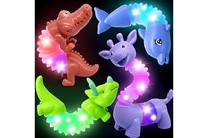 DELEE Pop Tubes Animal Toy, 4Packs Animal Tubes for Autism with LED Light, Christmas Glow Party Favors, Stress Relief Toys for ADHD Kids,Party Supplies for Halloween Birthday Gifts 3 4 5 Year Old