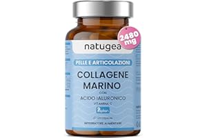 Collagene Marino con Acido Ialuronico. 2480 MG/g con PEPTAN® F HD. Collagene Idrolizzato con Vitamina C. Fino a 2 MESI di trattamento - natugea®