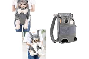 Tineer Zaino per Animali Domestici,Regolabile Dog Front Legs out Carrier Backpack Il Sacchetto di Mano Libero Viaggi,Easy-Fit per 5-12KG Piccole Medie Gatti Cani attività all'aperto (Grigio)