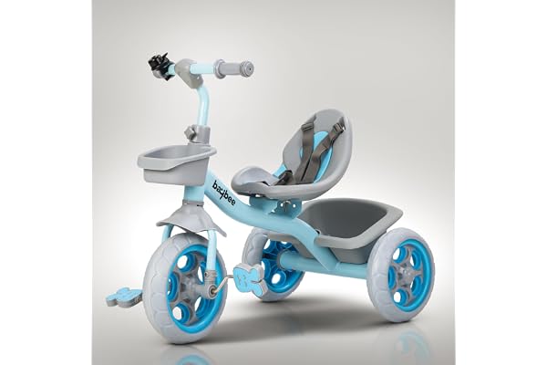 Baybee Beagle Baby Cycle for Kids Plug N Play Tricycle with Eva Wheels, Safety Belt, Footrest & Toy Storage Basket Kid Cycle Trikes Baby Tricycles for Kids 2 to 5 Years Boys Girls (Blue)