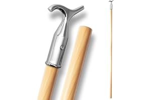 TDBS THE DUSTPAN AND BRUSH STORE Window Pole Opener and Loft Ladder Pole with Hook | 118cm Smooth Wooden Window Opener Rod with Chrome Pole Hook Suitable for Sash or Velux Windows, Attic, Loft Hatch, and Blinds