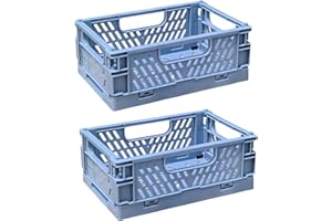EURXLQ Cesto portooggetti pieghevole, in plastica, impilabile, per cucina e camera da letto (blu, 15×10×6 cm, 2 pezzi)