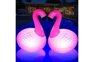 DeeprBling Flamingo Pool Lichter Schwimmend, Aufblasbare Flamingo Schwimmende, LED Flamingo Schwimmlichter, IP68 Wasserdicht Schwimmende Flamingo Lichter für Pool, Teich - 2 Stück