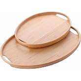 Deconox 2'li Bambu Tepsi Seti, İnce Tasarım &Ouml;zel &Uuml;retim Oval 2'li Bambu Tepsi Seti (36 * 26 * 1cm-45 * 31.5 * 1cm)