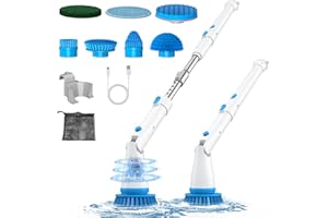 Elektryczna myjka spinningowa SIMWAL elektryczna szczotka do czyszczenia z 7 wymiennymi głowicami, 2 regulowane kątowniki z długim uchwytem do trudno dostępnego obszaru, 400 obr./min szczotka obrotowa