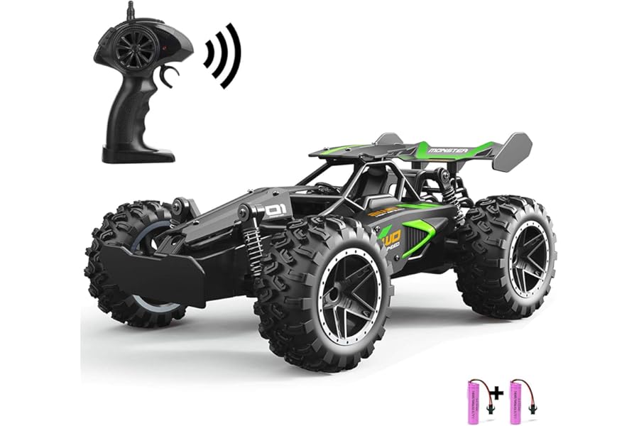 SZJJX Remote Control Cars – 2.4GHz High-Speed RC Car for Kids, 15KM/H+ 2WD Off-Road Car with 2 Rechargeable Batteries, Electric Remote Control Truck Toy for Boys & Girls Gifts (Green)