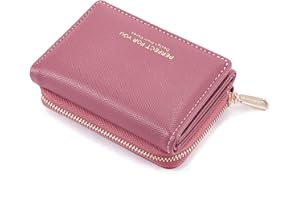 ANYWN Portafogli donna piccolo, Borsellino piccolo con grande capacità, Elegante Portafoglio donna con grande tasca portamonete Rosso rosa