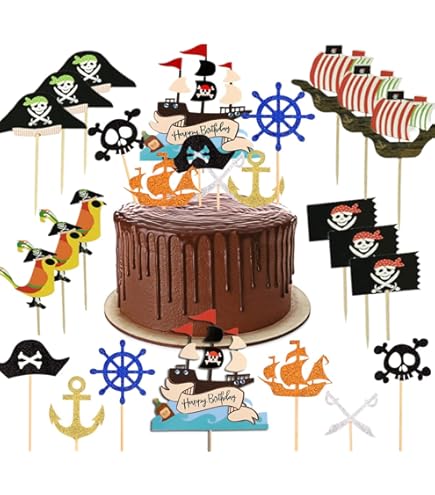 Huaxintoys Piraten Taartdecoratie voor Verjaardag, 17 stuks Piraten