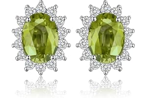 JewelryPalace Diana Princesse Kate Middleton Boucles d'Oreilles Clous Naturelle Améthyste Péridot Grenat Citrine Topaze Femme, Argent 925/ Plaqué Or Rose/Or Jaune, Vintage Ensemble de Bijoux Cadeau