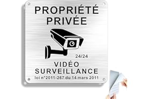 Goodvia Panneau Propriété Privée sous Vidéo Surveillance 15x15cm Aluminium Brossé avec Auto-adhésif 1 Pièce