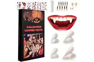TCCYDM Halloween Vampir Zähne Erwachsene Kinder, 4 Paar Halloween Vampirzähne Gebiss Fangs, Horror Werwolf Zähne für Damen Herren, Vampirzähne Realistisch für Schminke Kostüm Horror Party