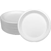 Ecorigin Disposable and eco-friendly sugarcane plates, pack of 200 and 26 cm, compostable and biodegradable.
