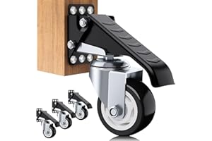 SOLEJAZZ Workbench Caster kit 400KG Capacity Heavy Duty Retractable Workbench Caster All Steel Construction Urethane Wheels, Bonus Install Template, Pack of 4
