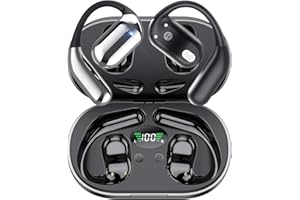 COOLJUMPER Auriculares Inalámbricos Deportivos, 2025 inalámbricos Auriculares Oreja Abierta Bluetooth 5.4 con Gancho, 50 Horas de reproducción con Pantalla LED, IP7 Impermeable para Running Sport, Control Táctil