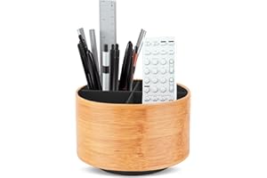 Czzmy Rund Stiftehalter,Leder,360° drehbar,Fernbedienungshalter, drehbarer Nachttisch, TV-Fernbedienung, Schreibtisch-Organizer für Stifte, Bürobedarf, Aufbewahrungsbox(1-Beige)