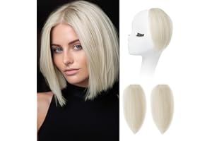 REECHO Clip in Hair Volumizer, 2PCS 8 inch Short Thick Clip in Hairpieces Adding Extra Volume Hair Extensions for Women with Thin Fine - Platinum Blonde