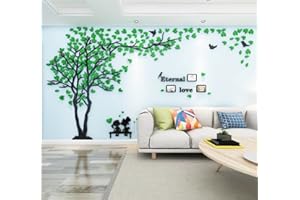 GUANGMU Árbol Pegatinas de Pared - 3D Árbol Familia Marco de Fotos DIY Murales Stickers Decoración para Salón Dormitorio Oficina Habitación Pegatinas Pared (Verde Izquierda,XL-350 * 180cm)