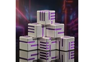 HNCCESG Set di dadi D6 in metallo da 16 mm, con bordi rotondi bianchi e viola, con confezione regalo, per giochi di ruolo DND Dungeons and Dragons (bianco viola)