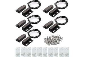GEBILDET 5pcs Nero Sensore di Contatto da Incasso per Finestra di Sicurezza Cablata Interruttore Magnetico Reed Sensore Magnete Vicino - Collegamento Circuito Magnete Lontano - Interruzione Circuito