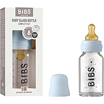 Biberon In Vetro BIBS Anti-Coliche | Set Di 2 Da 225ml | Tettarella In Lattice Naturale