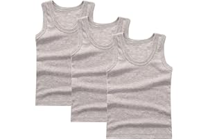 XINYUNZU 3er Pack Tank Top Kinder Baumwolle Unterhemd Rundhals Ärmellose Shirt Casual Tanktop Einfarbig Freizeit Tops Sommer Unterhemden für Jungen und Mädchen 2-14 Jahre