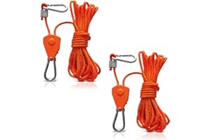 UPINWENUP 2pcs Reflective Tent Guy Ropes, 4mm Tent Camping Cord with Pulley, Heavy Duty Guide Rope with Aluminum Adjuster, Tent Guy Ropes Lines for Camping, Hiking, Boating, Awnings