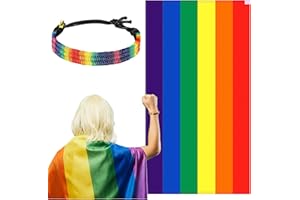 Otuuz Rainbow Pride Flag Cape Set Pride Decoration Accessories Include Rainbow Wearable Capes and Rainbow LGBT Pride Bracelets String Bracelet for Pride Parade Gay Pride Festivals Party Decorations