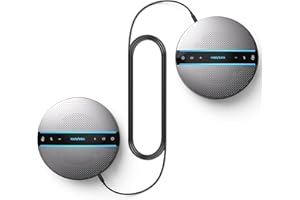 Kaysuda Bluetooth Conference Speakerphone SP300KIT Paquete de 2, hasta 16 asistentes, 18 Horas de Tiempo de Llamada, 360° Voice Pick-up 2x6 AI Echo y micrófonos con cancelación de Ruido, Daisy Chain